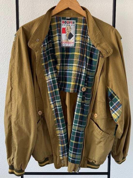 RODIER Other - Rodier Hommes Vintage Bomber Jacket – Olive with Plaid Lining
